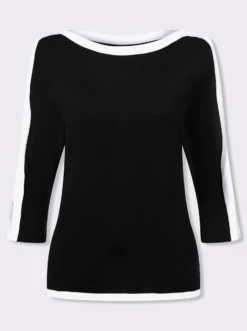 3/4-Arm-Pullover mit kontrastfarbenen Details