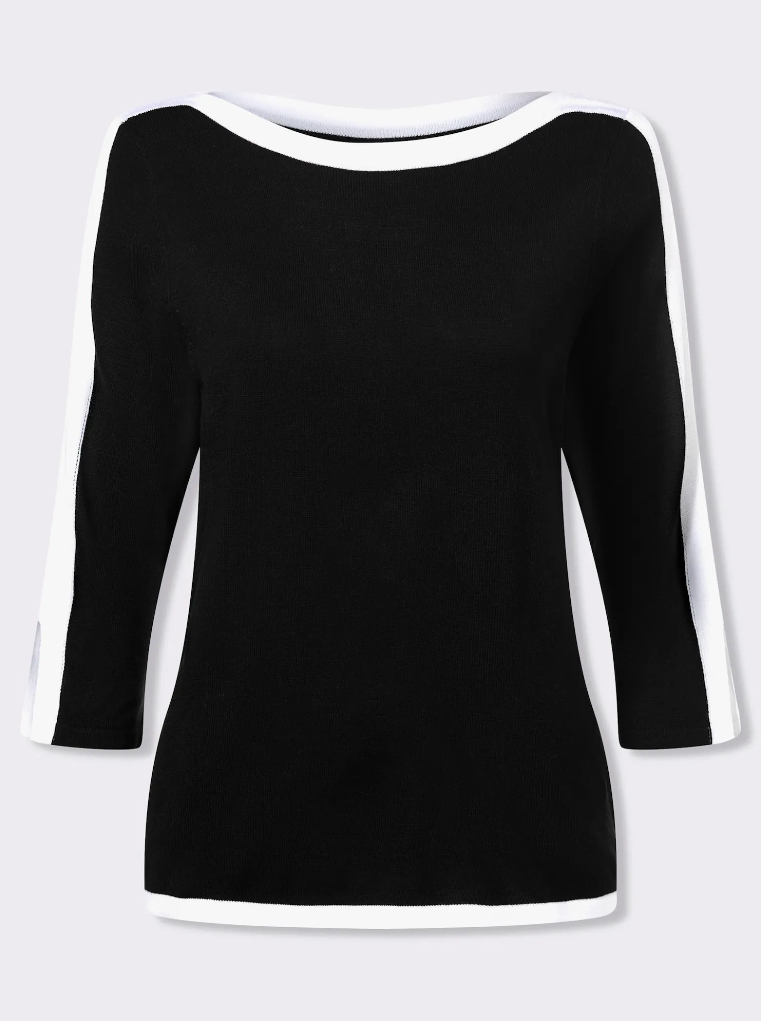 3/4-Arm-Pullover mit kontrastfarbenen Details