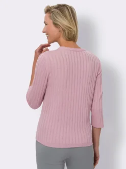 3/4-Arm-Pullover mit Ripp-Muster allover