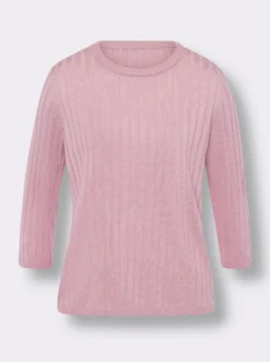 3/4-Arm-Pullover mit Ripp-Muster allover