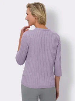 3/4-Arm-Pullover mit Ripp-Muster allover