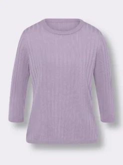 3/4-Arm-Pullover mit Ripp-Muster allover