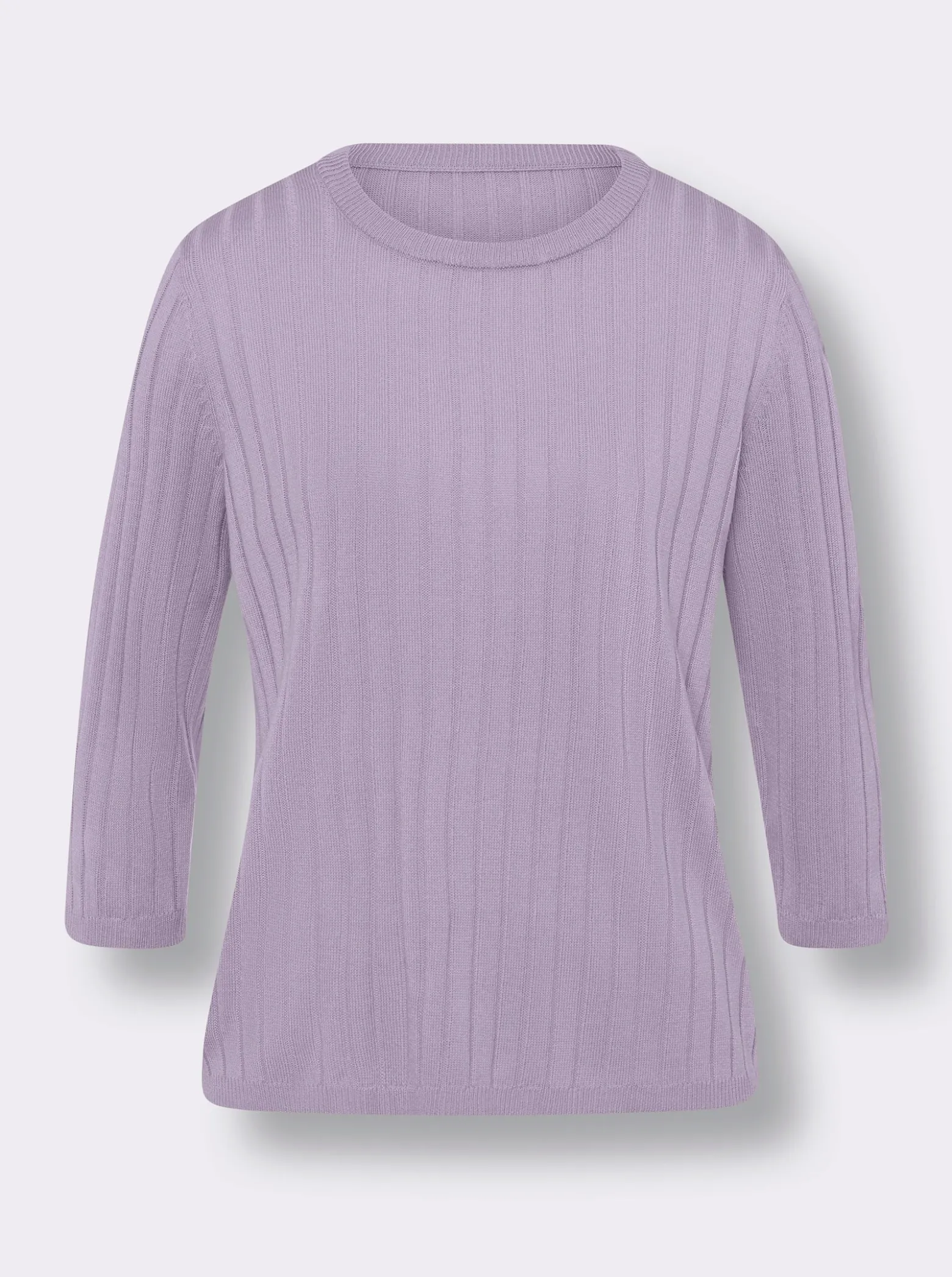 3/4-Arm-Pullover mit Ripp-Muster allover