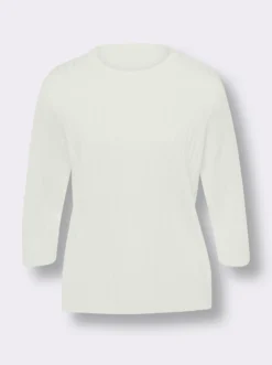 3/4-Arm-Pullover mit Ripp-Muster allover