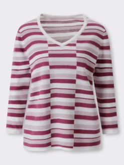 3/4-Arm-Pullover mit Streifen-Muster
