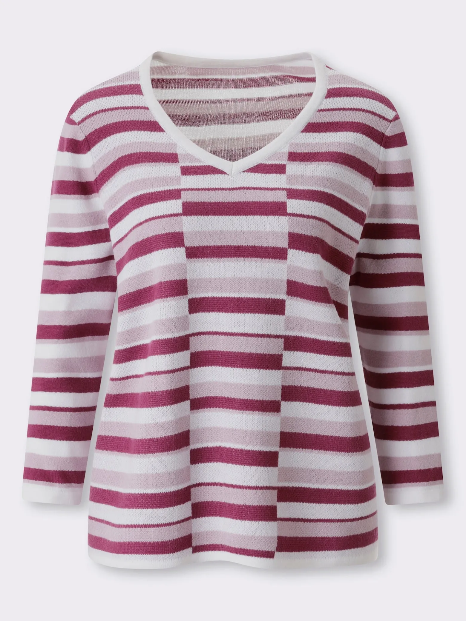 3/4-Arm-Pullover mit Streifen-Muster