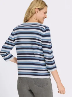 3/4-Arm-Pullover mit Streifen-Muster