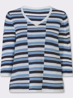 3/4-Arm-Pullover mit Streifen-Muster