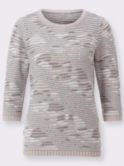 3/4-Arm-Pullover mit Strickdessin