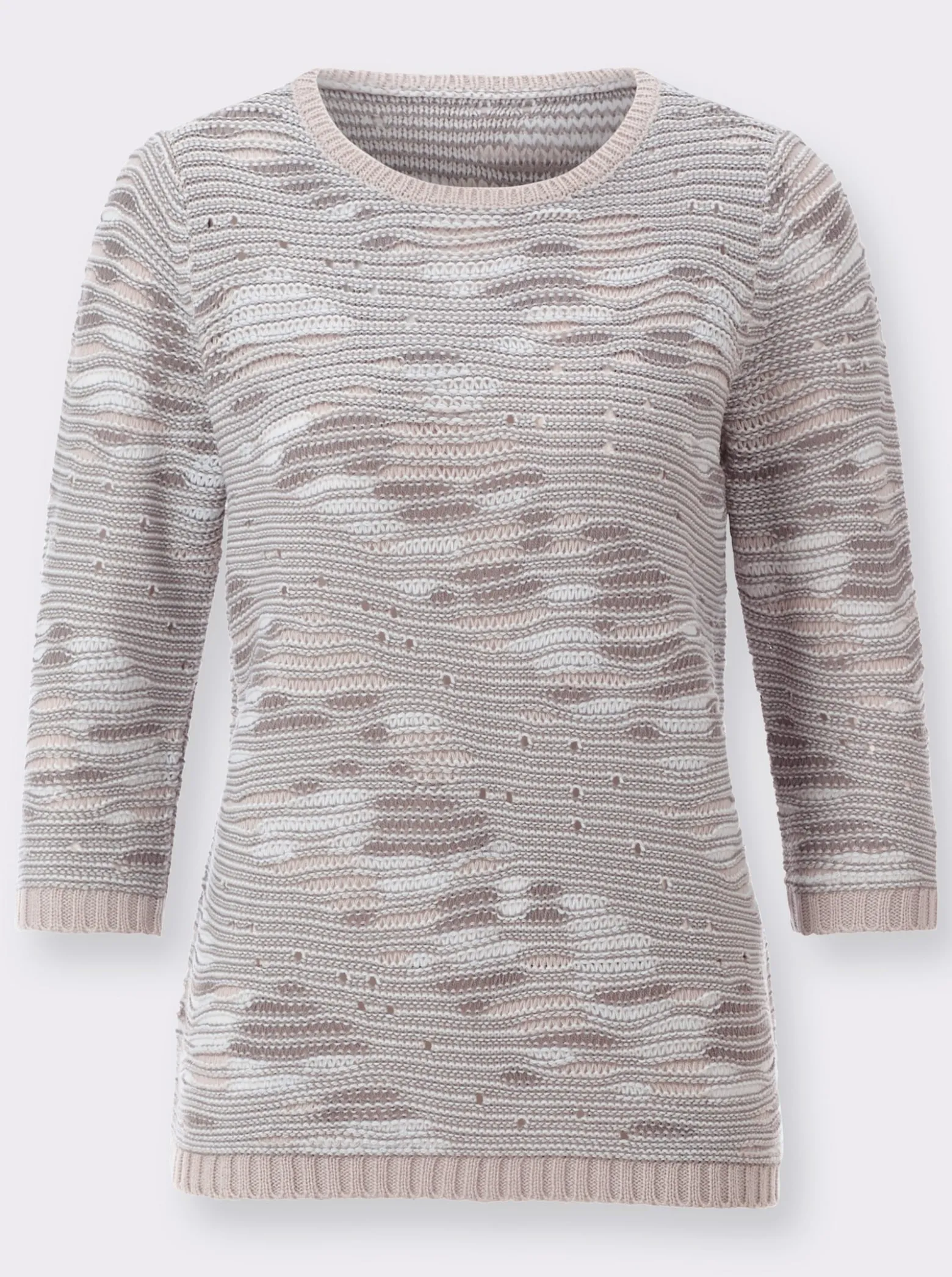 3/4-Arm-Pullover mit Strickdessin