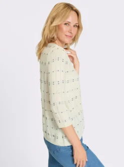 3/4-Arm-Pullover mit Strickmuster