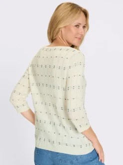 3/4-Arm-Pullover mit Strickmuster