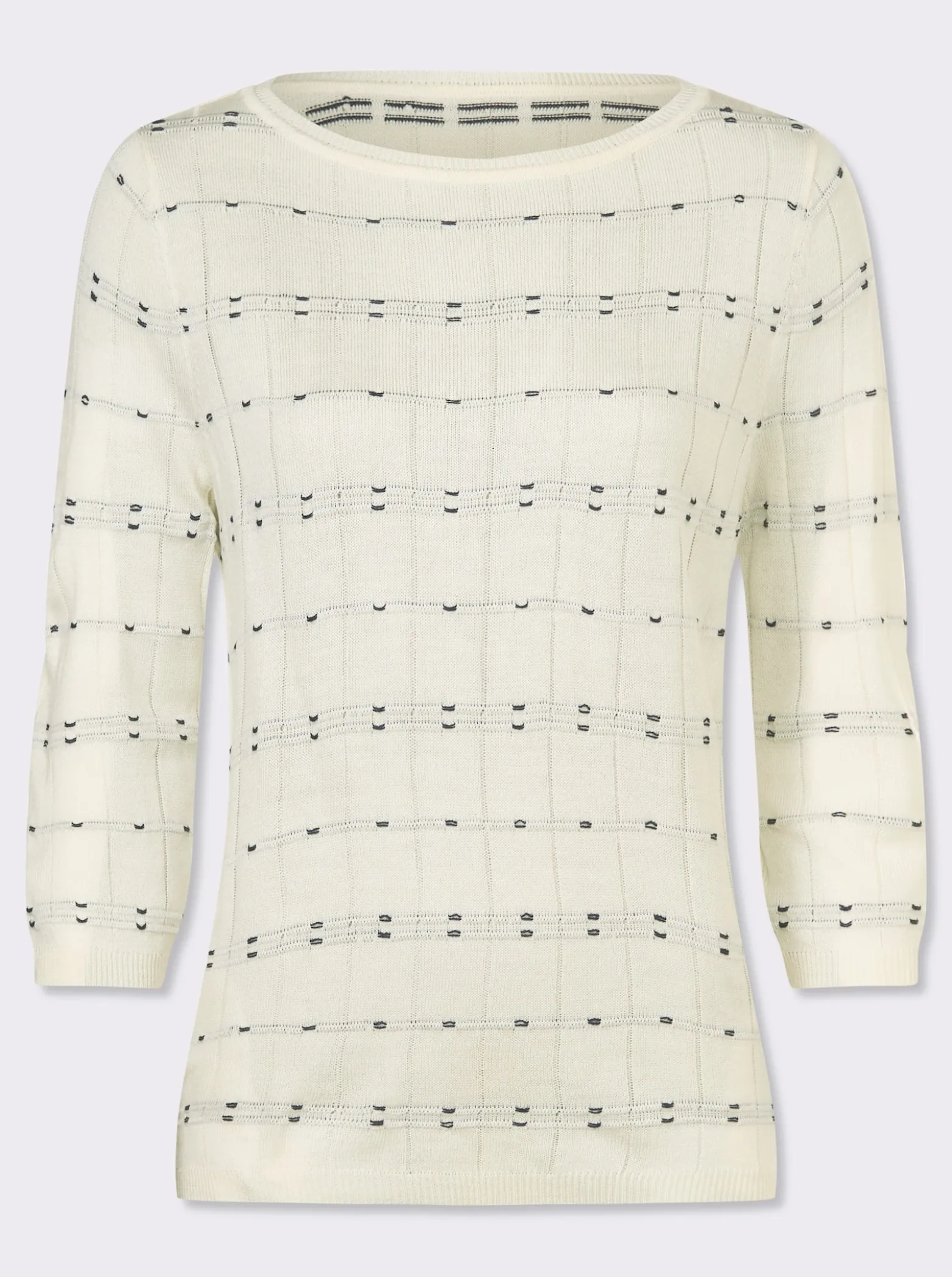 3/4-Arm-Pullover mit Strickmuster