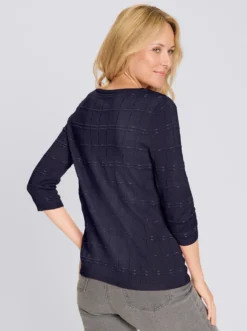 3/4-Arm-Pullover mit Strickmuster