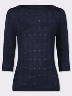 3/4-Arm-Pullover mit Strickmuster
