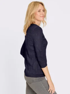 3/4-Arm-Pullover mit Strickmuster