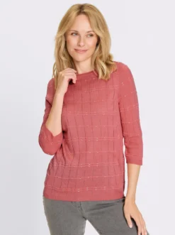 3/4-Arm-Pullover mit Strickmuster