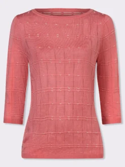 3/4-Arm-Pullover mit Strickmuster
