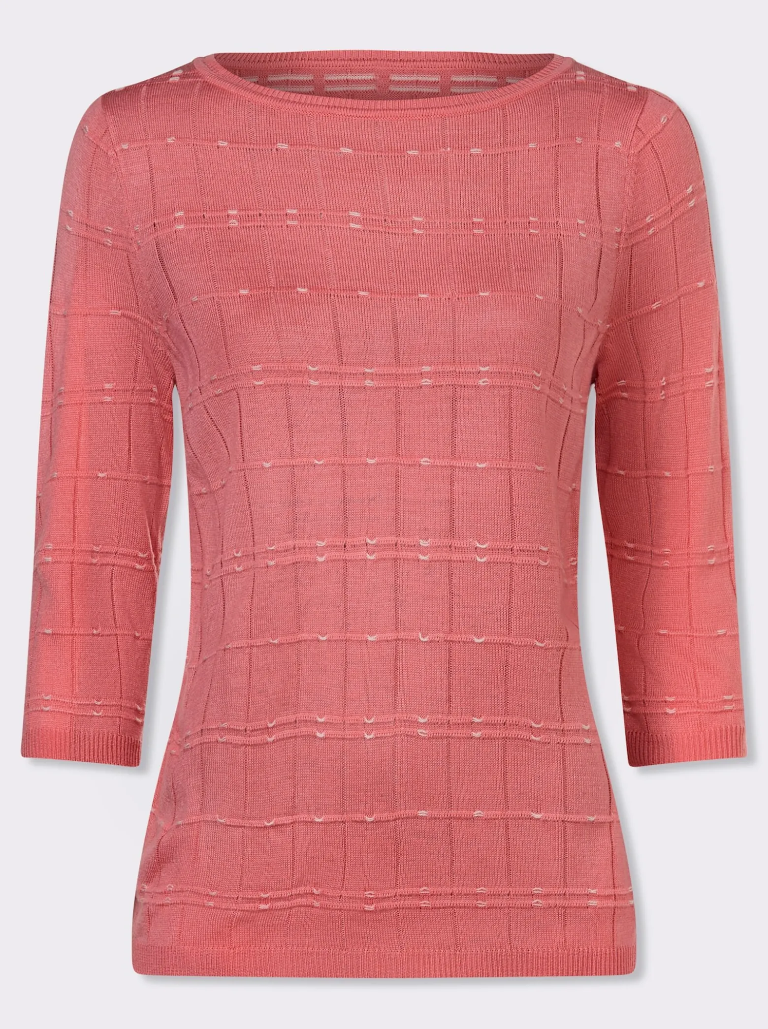3/4-Arm-Pullover mit Strickmuster
