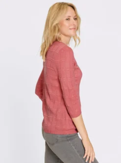 3/4-Arm-Pullover mit Strickmuster