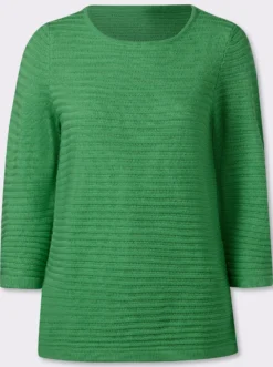 3/4-Arm-Pullover mit Struktur-Streifen