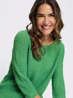3/4-Arm-Pullover mit Struktur-Streifen