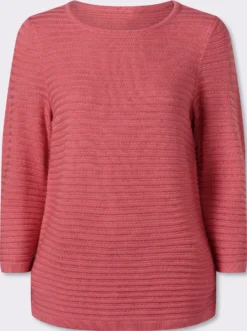 3/4-Arm-Pullover mit Struktur-Streifen