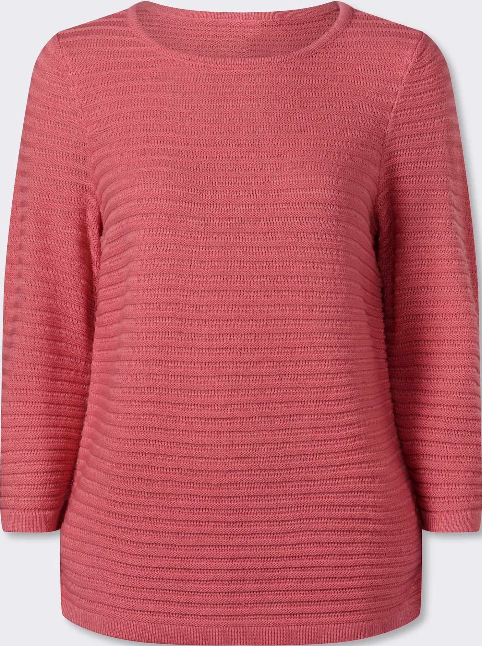 3/4-Arm-Pullover mit Struktur-Streifen