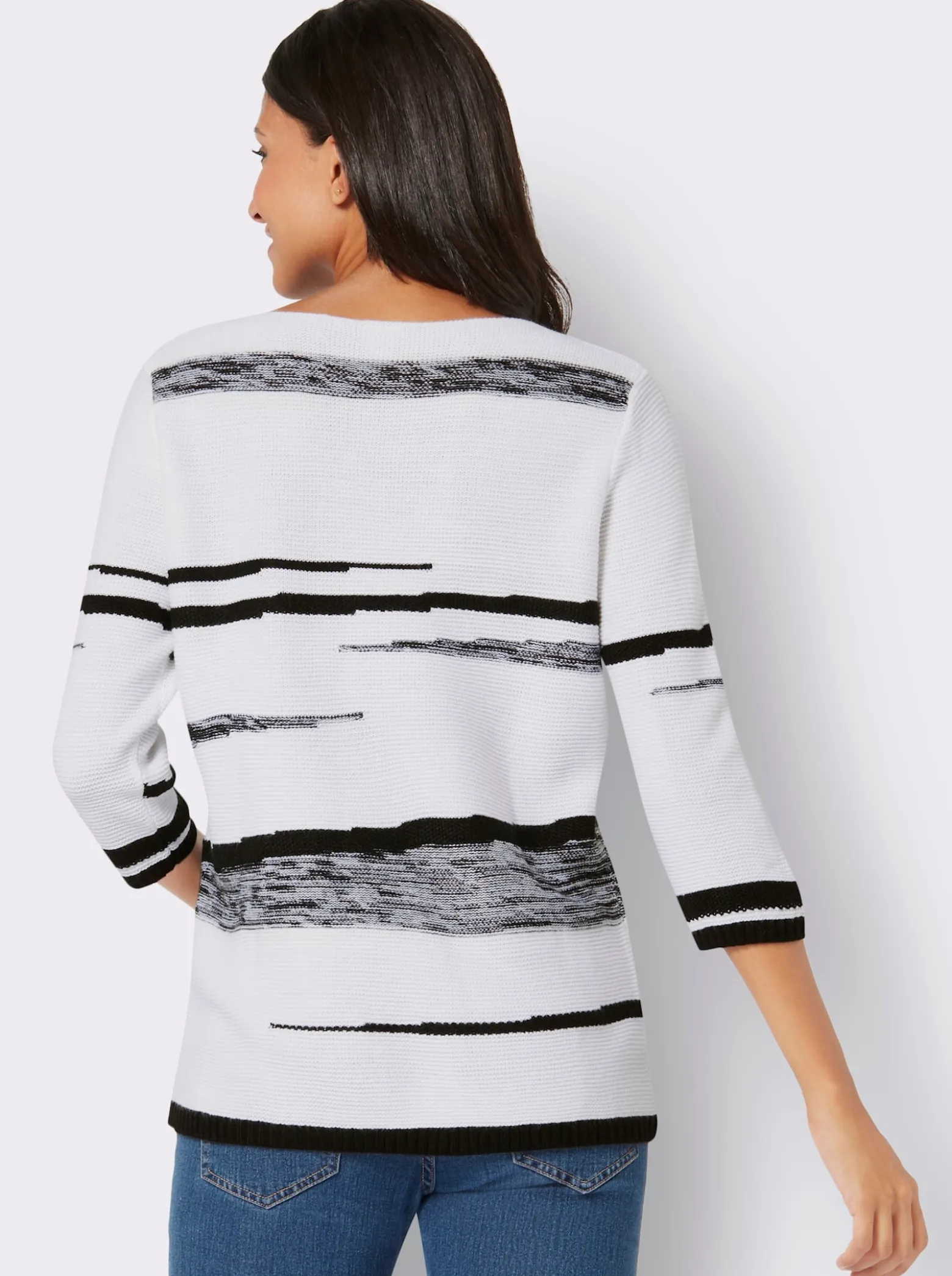 3/4-Arm-Pullover mit U-Boot-Ausschnitt