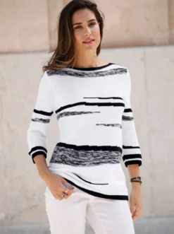 3/4-Arm-Pullover mit U-Boot-Ausschnitt