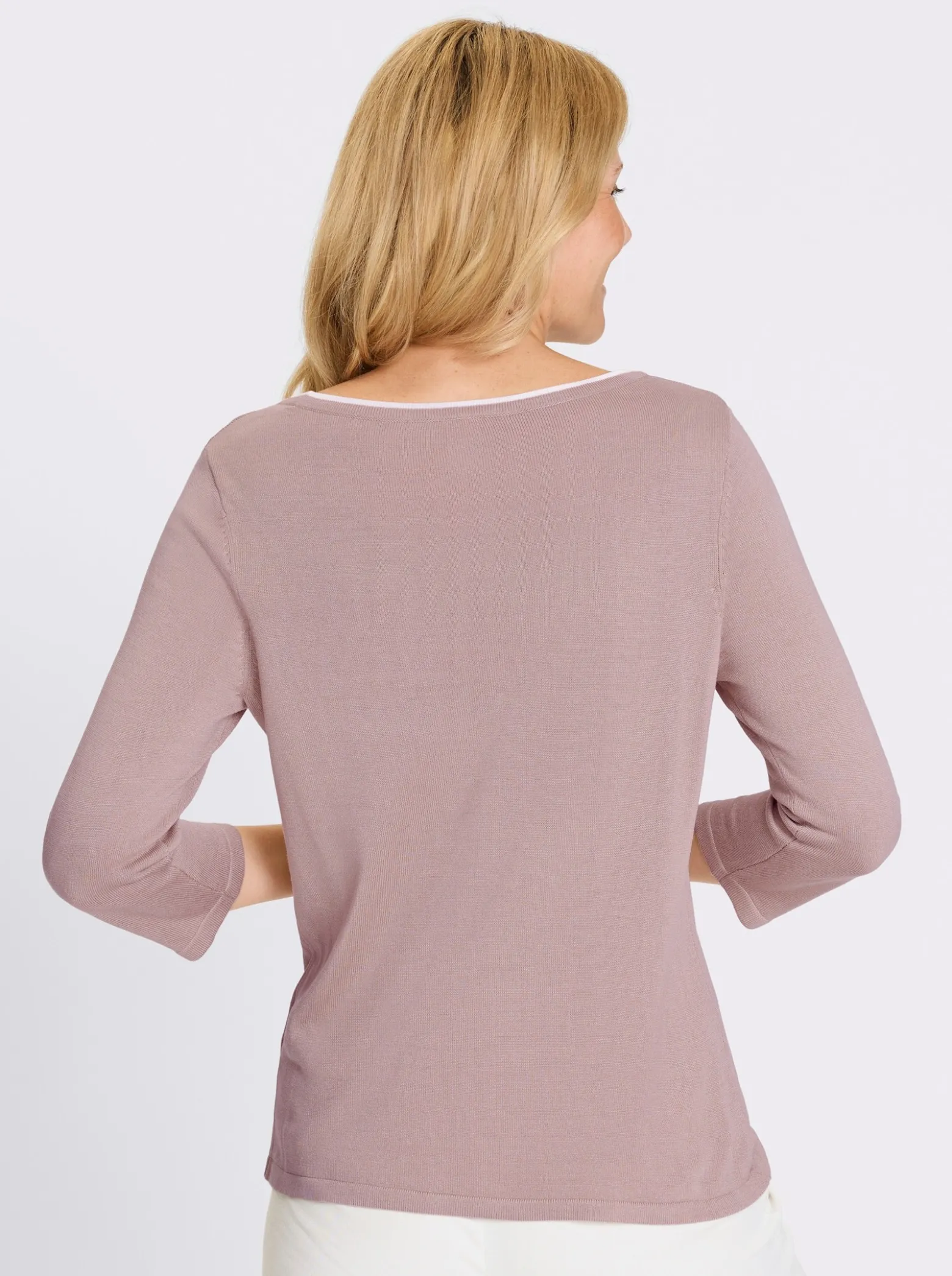 3/4-Arm-Pullover mit U-Boot-Ausschnitt