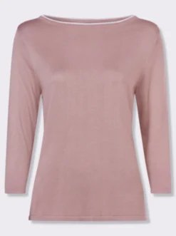 3/4-Arm-Pullover mit U-Boot-Ausschnitt