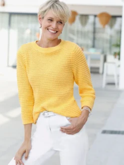 3/4-Arm-Pullover mit U-Boot-Ausschnitt