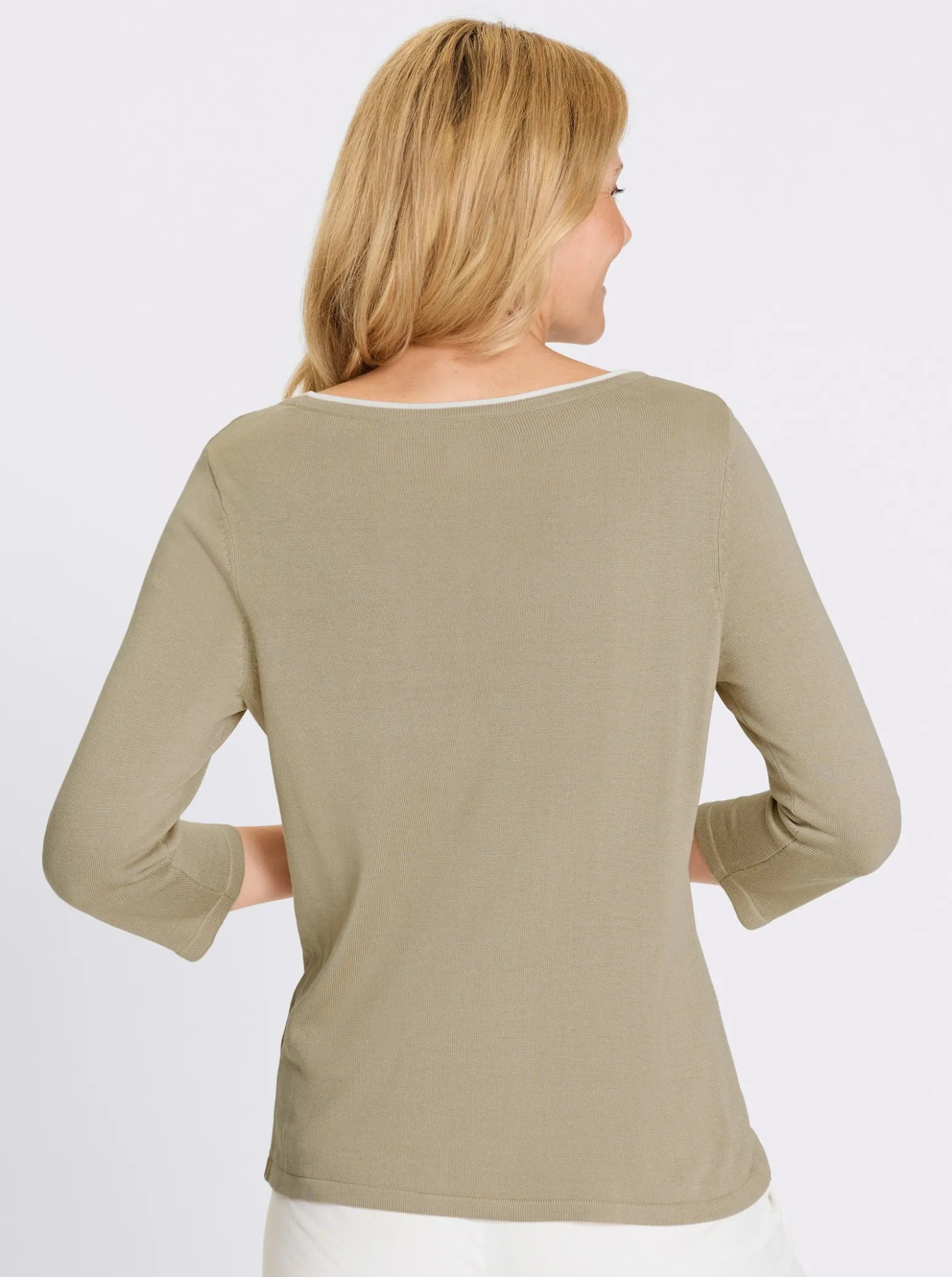 3/4-Arm-Pullover mit U-Boot-Ausschnitt