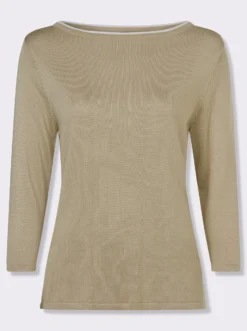 3/4-Arm-Pullover mit U-Boot-Ausschnitt