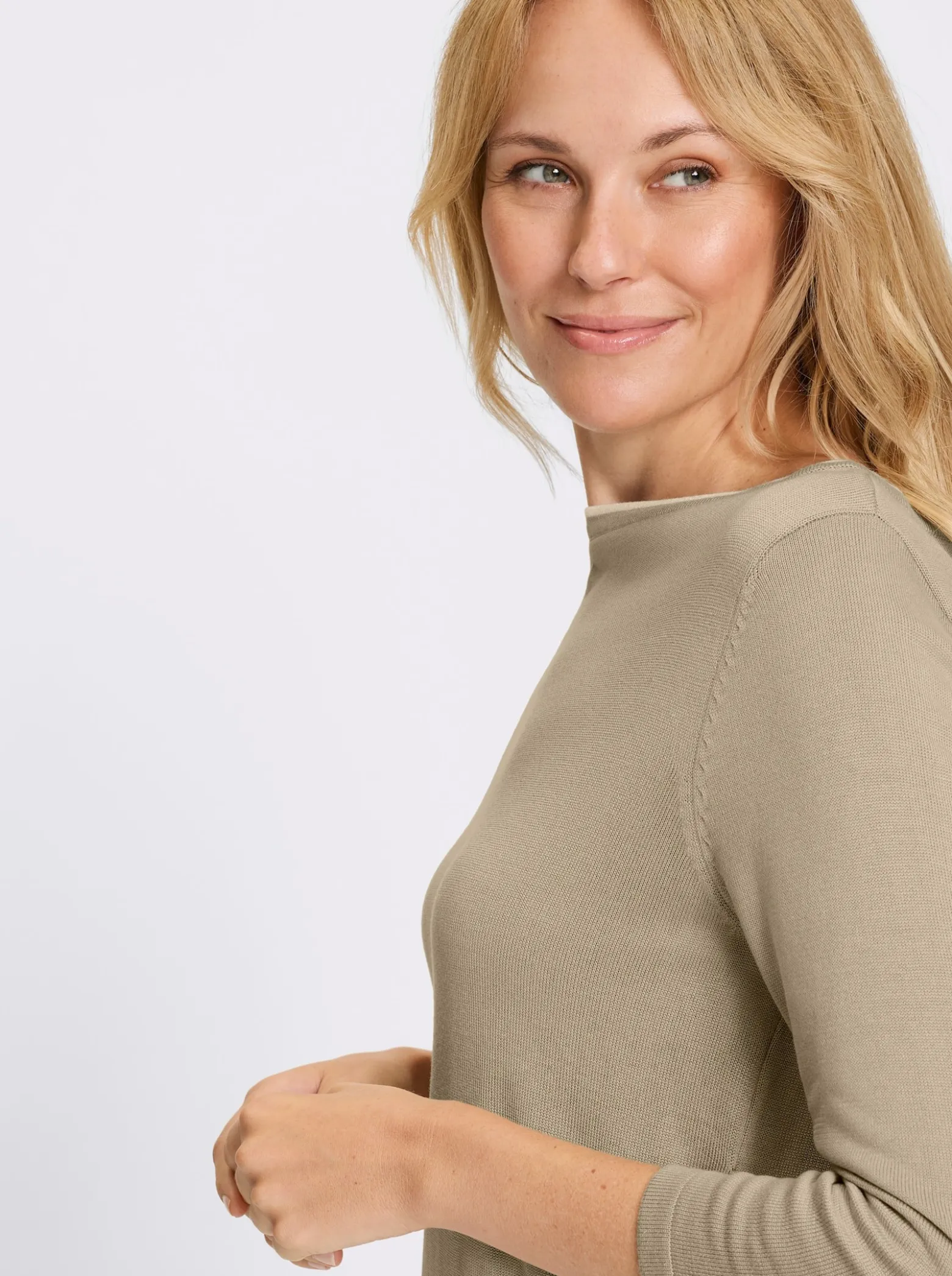 3/4-Arm-Pullover mit U-Boot-Ausschnitt