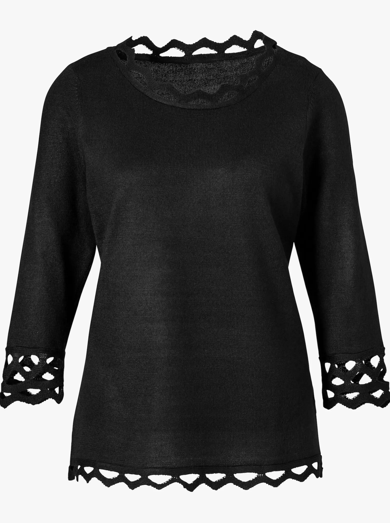 3/4-Arm-Pullover mit Zierborte