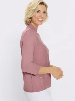 3/4-Arm-Pullover mit Zierknopfleiste