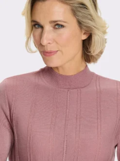 3/4-Arm-Pullover mit Zierknopfleiste