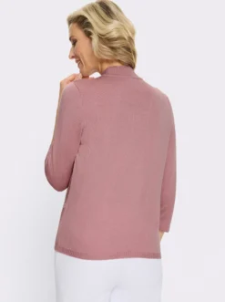 3/4-Arm-Pullover mit Zierknopfleiste