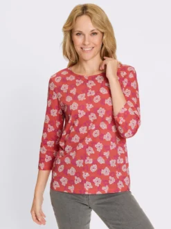 3/4-Arm-Shirt allover bedruckt, Baumwolle
