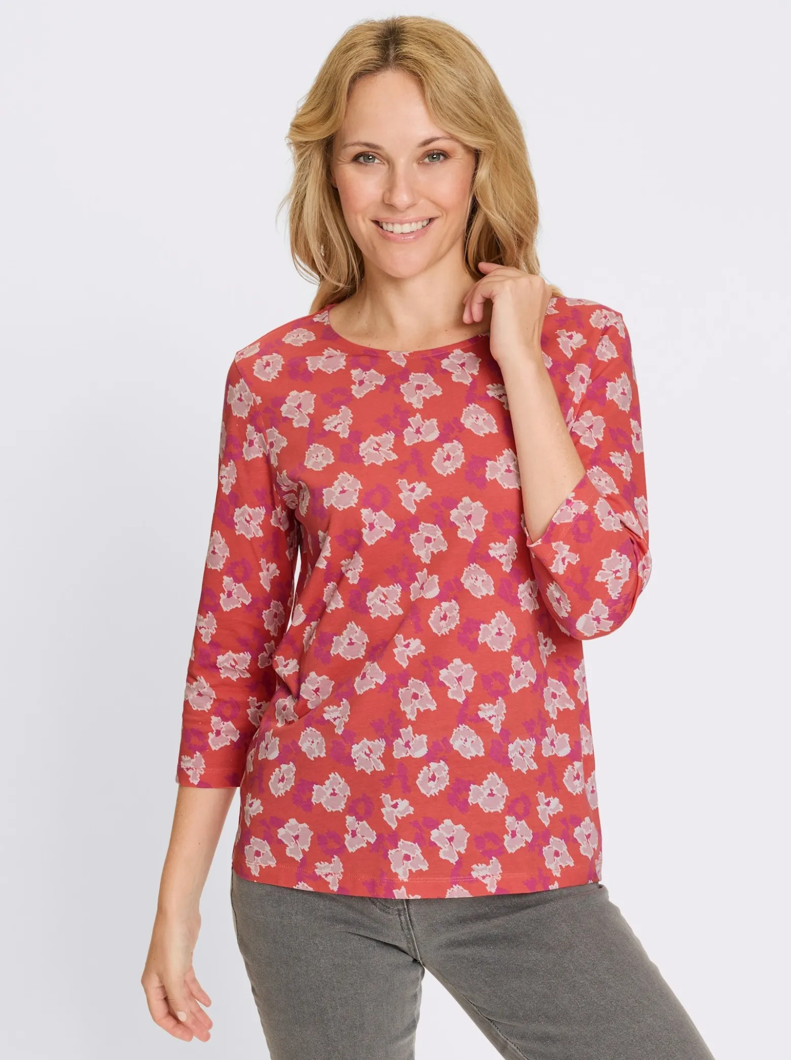 3/4-Arm-Shirt allover bedruckt, Baumwolle