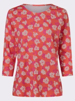 3/4-Arm-Shirt allover bedruckt, Baumwolle