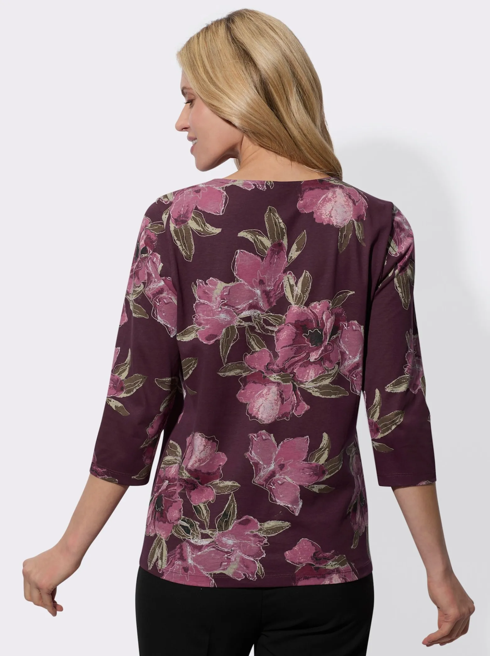 3/4-Arm-Shirt allover mit Blütendessin