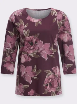 3/4-Arm-Shirt allover mit Blütendessin