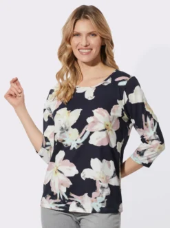 3/4-Arm-Shirt aus Baumwolle, geblümt