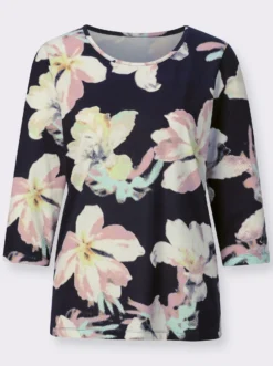 3/4-Arm-Shirt aus Baumwolle, geblümt