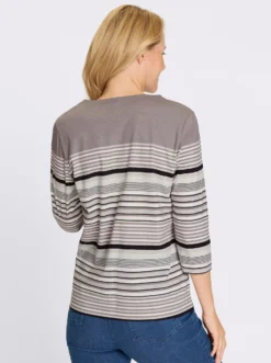 3/4-Arm-Shirt aus Baumwolle, gestreift