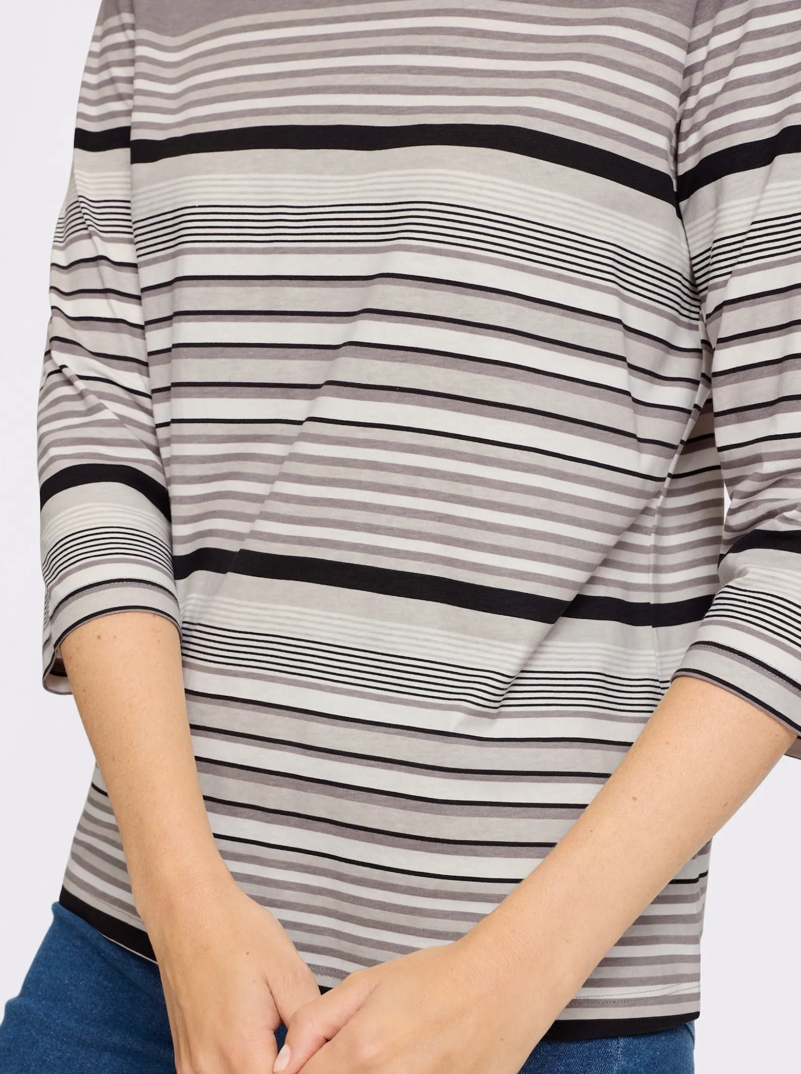 3/4-Arm-Shirt aus Baumwolle, gestreift