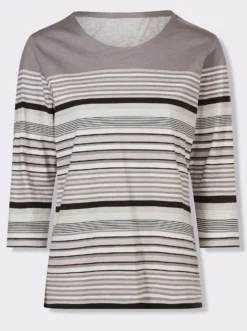 3/4-Arm-Shirt aus Baumwolle, gestreift